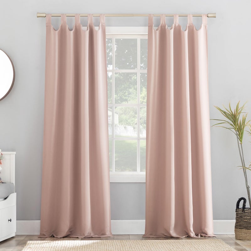 Sun Zero Easton Energy Saving Blackout Tab Top Curtain Panel, 40" x 95", Blush Pink - Image 1